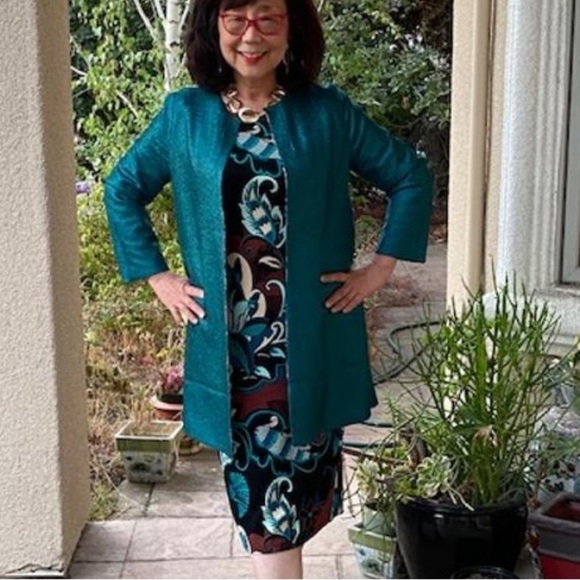 Chico’s Travelers Collection Mixed Print Crushed Jacket With Hook Closure Size L - Picture 13 of 16